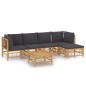 vidaXL 6-tlg. Garten-Lounge-Set mit Dunkelgrauen Kissen Bambus vidaXL 6-tlg. Garten-Lounge-Set mit Dunkelgrauen Kissen Bambus