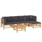 vidaXL 6-tlg. Garten-Lounge-Set mit Dunkelgrauen Kissen Bambus vidaXL 6-tlg. Garten-Lounge-Set mit Dunkelgrauen Kissen Bambus