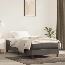 vidaXL Boxspringbett mit Matratze Dunkelgrau 90x190 cm Samt