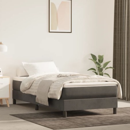vidaXL Boxspringbett mit Matratze Dunkelgrau 90x190 cm Samt