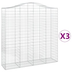 vidaXL Gabionen mit Hochbogen 3 Stk. 200x50x200/220cm Verzinktes Eisen