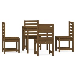 vidaXL 5-tlg. Garten-Essgruppe Honigbraun Massivholz Kiefer