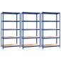 vidaXL Regale mit 5 Böden 3 Stk. Blau Stahl & Holzwerkstoff vidaXL Regale mit 5 Böden 3 Stk. Blau Stahl & Holzwerkstoff