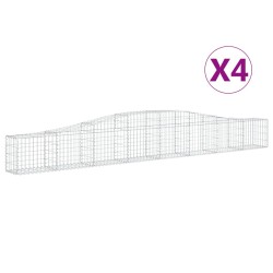 vidaXL Gabionen mit Hochbogen 4 Stk. 400x30x40/60 cm Verzinktes Eisen