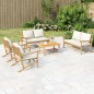 vidaXL 5-tlg. Garten-Lounge-Set mit Cremeweißen Kissen Bambus vidaXL 5-tlg. Garten-Lounge-Set mit Cremeweißen Kissen Bambus