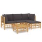 vidaXL 5-tlg. Garten-Lounge-Set mit Dunkelgrauen Kissen Bambus vidaXL 5-tlg. Garten-Lounge-Set mit Dunkelgrauen Kissen Bambus