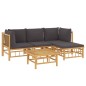 vidaXL 5-tlg. Garten-Lounge-Set mit Dunkelgrauen Kissen Bambus vidaXL 5-tlg. Garten-Lounge-Set mit Dunkelgrauen Kissen Bambus