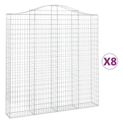 vidaXL Gabionen mit Hochbogen 8 Stk. 200x30x200/220cm Verzinktes Eisen