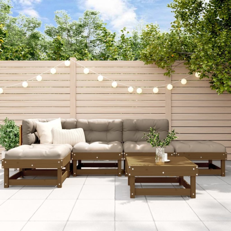 vidaXL 6-tlg. Garten-Lounge-Set mit Kissen Honigbraun Massivholz vidaXL 6-tlg. Garten-Lounge-Set mit Kissen Honigbraun Massivholz
