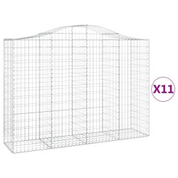 vidaXL Gabionen mit Hochbogen 11Stk. 200x50x140/160cm Verzinktes Eisen