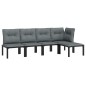 vidaXL 5-tlg. Garten-Lounge-Set Schwarz und Grau Poly Rattan vidaXL 5-tlg. Garten-Lounge-Set Schwarz und Grau Poly Rattan
