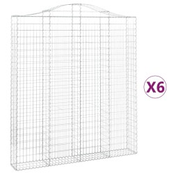 vidaXL Gabionen mit Hochbogen 6 Stk. 200x30x220/240cm Verzinktes Eisen