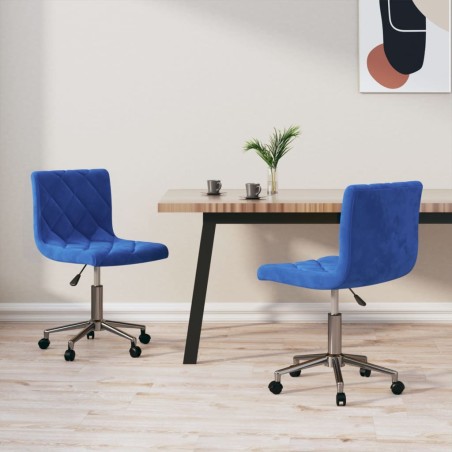 Esszimmerstühle 2 Stk. Drehbar Blau Samt