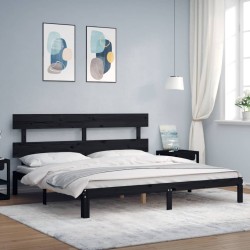 vidaXL Massivholzbett mit Kopfteil Schwarz 200x200 cm