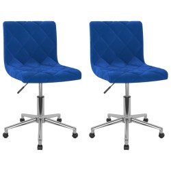 Esszimmerstühle 2 Stk. Drehbar Blau Samt