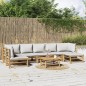 vidaXL 8-tlg. Garten-Lounge-Set mit Kissen Hellgrau Bambus vidaXL 8-tlg. Garten-Lounge-Set mit Kissen Hellgrau Bambus