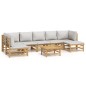 vidaXL 8-tlg. Garten-Lounge-Set mit Kissen Hellgrau Bambus vidaXL 8-tlg. Garten-Lounge-Set mit Kissen Hellgrau Bambus