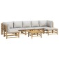 vidaXL 8-tlg. Garten-Lounge-Set mit Kissen Hellgrau Bambus vidaXL 8-tlg. Garten-Lounge-Set mit Kissen Hellgrau Bambus