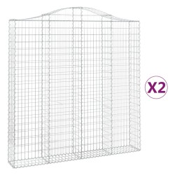 vidaXL Gabionen mit Hochbogen 2 Stk. 200x30x200/220cm Verzinktes Eisen