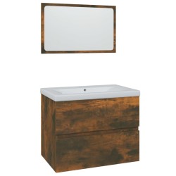 vidaXL Badmöbel-Set Räuchereiche Holzwerkstoff