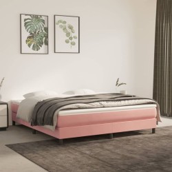 vidaXL Boxspringbett mit Matratze Rosa 160x200 cm Samt