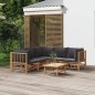 vidaXL 6-tlg. Garten-Lounge-Set mit Dunkelgrauen Kissen Bambus vidaXL 6-tlg. Garten-Lounge-Set mit Dunkelgrauen Kissen Bambus