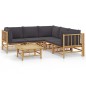 vidaXL 6-tlg. Garten-Lounge-Set mit Dunkelgrauen Kissen Bambus vidaXL 6-tlg. Garten-Lounge-Set mit Dunkelgrauen Kissen Bambus