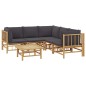 vidaXL 6-tlg. Garten-Lounge-Set mit Dunkelgrauen Kissen Bambus vidaXL 6-tlg. Garten-Lounge-Set mit Dunkelgrauen Kissen Bambus