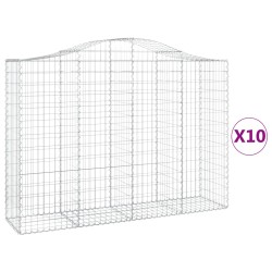 vidaXL Gabionen mit Hochbogen 10Stk. 200x50x140/160cm Verzinktes Eisen