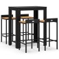 vidaXL 5-tlg. Gartenbar-Set Schwarz Poly Rattan & Massivholz Akazie vidaXL 5-tlg. Gartenbar-Set Schwarz Poly Rattan & Massivholz Akazie