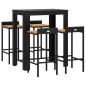 vidaXL 5-tlg. Gartenbar-Set Schwarz Poly Rattan & Massivholz Akazie vidaXL 5-tlg. Gartenbar-Set Schwarz Poly Rattan & Massivholz Akazie