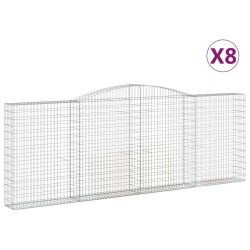 vidaXL Gabionen mit Hochbogen 8 Stk. 400x30x140/160cm Verzinktes Eisen
