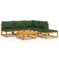 vidaXL 6-tlg. Garten-Lounge-Set mit Grünen Kissen Massivholz vidaXL 6-tlg. Garten-Lounge-Set mit Grünen Kissen Massivholz