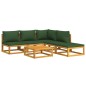 vidaXL 6-tlg. Garten-Lounge-Set mit Grünen Kissen Massivholz vidaXL 6-tlg. Garten-Lounge-Set mit Grünen Kissen Massivholz