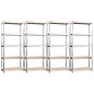 vidaXL Regale mit 5 Böden 4 Stk. Silbern Stahl & Holzwerkstoff vidaXL Regale mit 5 Böden 4 Stk. Silbern Stahl & Holzwerkstoff