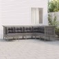 vidaXL 7-tlg. Garten-Lounge-Set mit Kissen Grau Poly Rattan vidaXL 7-tlg. Garten-Lounge-Set mit Kissen Grau Poly Rattan