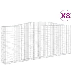 vidaXL Gabionen mit Hochbogen 8 Stk. 400x30x160/180cm Verzinktes Eisen
