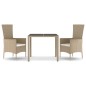 vidaXL 3-tlg. Garten-Essgruppe mit Kissen Beige Poly Rattan vidaXL 3-tlg. Garten-Essgruppe mit Kissen Beige Poly Rattan