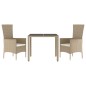 vidaXL 3-tlg. Garten-Essgruppe mit Kissen Beige Poly Rattan vidaXL 3-tlg. Garten-Essgruppe mit Kissen Beige Poly Rattan