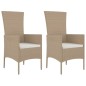 vidaXL 3-tlg. Garten-Essgruppe mit Kissen Beige Poly Rattan vidaXL 3-tlg. Garten-Essgruppe mit Kissen Beige Poly Rattan