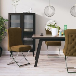 Esszimmerstuhl Braun 53x52x98 cm Samt & Edelstahl