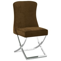 Esszimmerstuhl Braun 53x52x98 cm Samt & Edelstahl