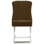Esszimmerstuhl Braun 53x52x98 cm Samt & Edelstahl Esszimmerstuhl Braun 53x52x98 cm Samt & Edelstahl