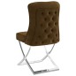 Esszimmerstuhl Braun 53x52x98 cm Samt & Edelstahl Esszimmerstuhl Braun 53x52x98 cm Samt & Edelstahl
