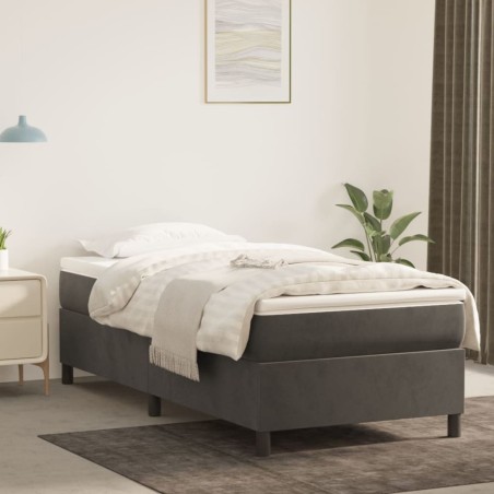 vidaXL Boxspringbett mit Matratze Dunkelgrau 100x200 cm Samt