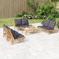 vidaXL 5-tlg. Garten-Lounge-Set mit Dunkelgrauen Kissen Bambus vidaXL 5-tlg. Garten-Lounge-Set mit Dunkelgrauen Kissen Bambus