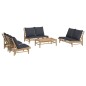 vidaXL 5-tlg. Garten-Lounge-Set mit Dunkelgrauen Kissen Bambus vidaXL 5-tlg. Garten-Lounge-Set mit Dunkelgrauen Kissen Bambus