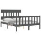 vidaXL Massivholzbett mit Kopfteil Grau 120x200 cm vidaXL Massivholzbett mit Kopfteil Grau 120x200 cm