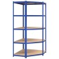 vidaXL Regale mit 5 Böden 3 Stk. Blau Stahl & Holzwerkstoff vidaXL Regale mit 5 Böden 3 Stk. Blau Stahl & Holzwerkstoff
