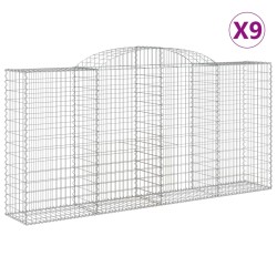 vidaXL Gabionen mit Hochbogen 9 Stk. 300x50x140/160cm Verzinktes Eisen
